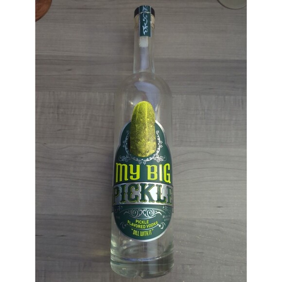 RARE My Big Pickle Vodka Empty Glass Liquor Bottle Decanter Dill With It Unique - Picture 1 of 7